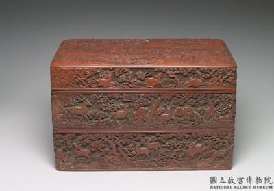 图片[2]-Rectangular box with pine, bamboo, plum, and deer design, carved cinnabar lacquer over wood, Ming dynasty, 16th-17th century-China Archive